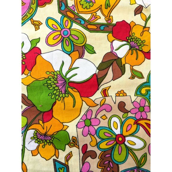 Vintage "Flower Power" 60s/70s Chiffon Sleeve Blouson Midi Dress, Size 8/10 - Picture 4 of 12